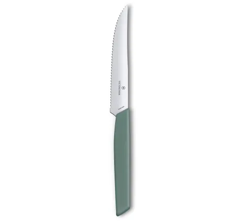 Нож кухонный Victorinox Swiss Modern (6.9006.12W43) стальной столовый для стейка лезв.120мм серрейт. заточка шалфей Нож кухонный Victorinox Swiss Modern (6.9006.12W43) стальной столовый для стейка лезв.120мм серрейт. заточка шалфей