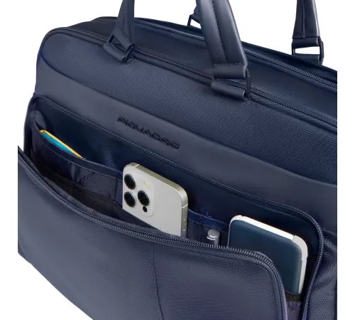 Деловая сумка Piquadro Wollem CA6637W129/BLU с отделением для ноутбука синий полиэстер/натур.кожа Деловая сумка Piquadro Wollem CA6637W129/BLU с отделением для ноутбука синий полиэстер/натур.кожа