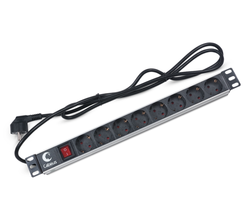Cabeus PDU-8P-2EU Блок евророзеток для 19" шкафов, горизонтальный, 8 розеток, 16 A, выключатель, шнур 2м, алюминиевый корпус, немецкий стандарт (PDU-8P-2EU) Cabeus PDU-8P-2EU Блок евророзеток для 19" шкафов, горизонтальный, 8 розеток, 16 A, выключатель, шнур 2м, алюминиевый корпус, немецкий стандарт (PDU-8P-2EU)