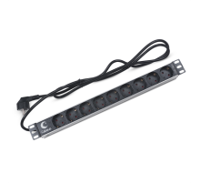 Cabeus PDU-9P-2EU Блок евророзеток для 19" шкафов, горизонтальный, 9 розеток, 16 A, без выключателя, шнур 2м, алюминиевый корпус, немецкий стандарт (PDU-9P-2EU)