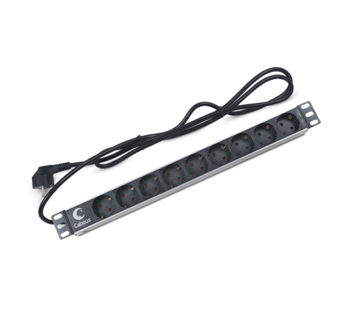 Cabeus PDU-9P-2EU Блок евророзеток для 19" шкафов, горизонтальный, 9 розеток, 16 A, без выключателя, шнур 2м, алюминиевый корпус, немецкий стандарт (PDU-9P-2EU) Cabeus PDU-9P-2EU Блок евророзеток для 19" шкафов, горизонтальный, 9 розеток, 16 A, без выключателя, шнур 2м, алюминиевый корпус, немецкий стандарт (PDU-9P-2EU)