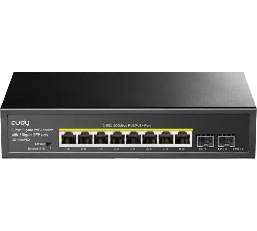 Коммутатор Cudy GS1008PS2 (L2) 8x1Гбит/с 2SFP 8PoE+ 120W неуправляемый