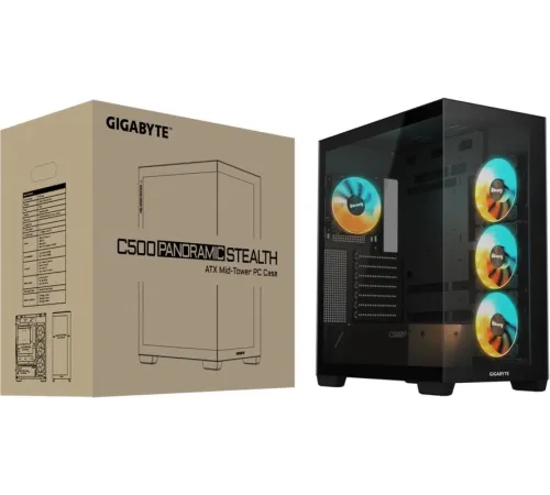 Корпус Gigabyte GB-C500P ST черный без БП ATX 3x120mm 6x140mm 2xUSB3.0 1xUSB3.1 audio bott PSU