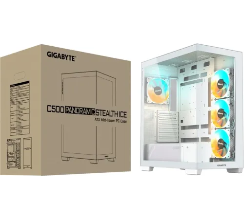 Корпус Gigabyte GB-C500PI ST белый без БП ATX 3x120mm 6x140mm 2xUSB3.0 1xUSB3.1 audio bott PSU