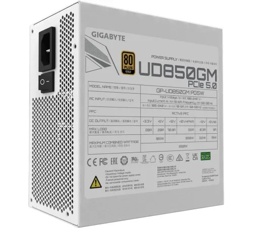 Блок питания Gigabyte ATX 850W GP-UD850GM 80+ gold (20+4pin) APFC 120mm fan 8xSATA Cab Manag RTL