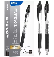 Ручка шариков. автоматическая Deli Every EQ60-BK прозрачный/черный d=0.7мм черн. черн. кругл. резин. манжета