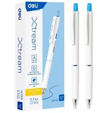 Ручка шариков. автоматическая Deli Xtream EQ42-BL белый/белый d=0.7мм син. черн. кругл. резин. манжета