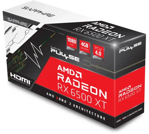 Видеокарта Sapphire PCI-E 4.0 11314-07-20G RX 6500XT Gaming OC Pulse AMD Radeon RX 6500XT 4Gb 64bit GDDR6 2685/18000 HDMIx1 DPx1 HDCP Ret