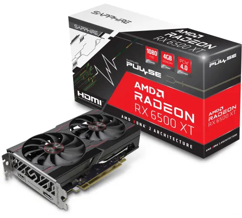 Видеокарта Sapphire PCI-E 4.0 11314-07-20G RX 6500XT Gaming OC Pulse AMD Radeon RX 6500XT 4Gb 64bit GDDR6 2685/18000 HDMIx1 DPx1 HDCP Ret