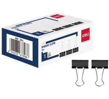 Зажимы Deli EZ64 металл 25мм черный (упак.:12шт) картонная коробка