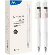 Ручка гелев. автоматическая Deli EG122-BK прозрачный d=0.38мм черн. черн. игловидный пиш. наконечник резин. манжета