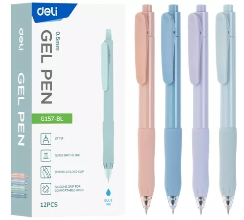 Ручка гелев. автоматическая Deli EG157-BL ассорти d=0.5мм син. черн. резин. манжета