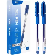 Ручка гелев. Deli EG150-BL прозрачный d=0.38мм син. черн. игловидный пиш. наконечник резин. манжета
