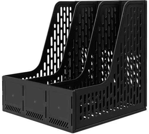 Лоток вертикальный Deli E9843 3отд. сборный для бумаг 250x257x275мм черный пластик Лоток вертикальный Deli E9843 3отд. сборный для бумаг 250x257x275мм черный пластик