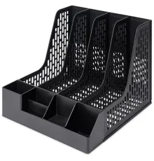Лоток вертикальный Deli E9849 BLACK E9849 4отд. сборный для бумаг 325x320x275мм черный пластик пластиковый пакет