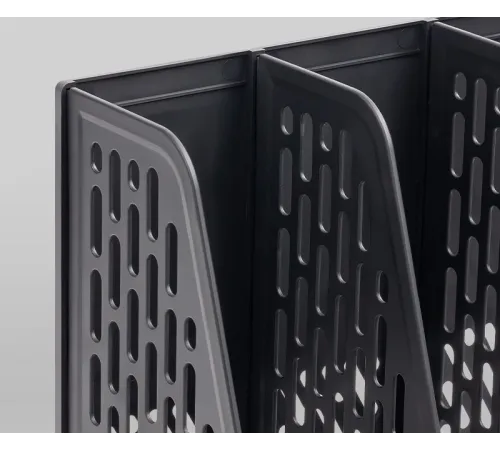 Лоток вертикальный Deli E9849 BLACK E9849 4отд. сборный для бумаг 325x320x275мм черный пластик пластиковый пакет