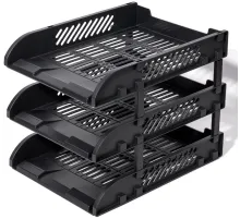 Лоток горизонтальный Deli E9213 BLACK E9213 сборный для бумаг 325x241x155мм черный пластик (упак.:3шт) пластиковый пакет