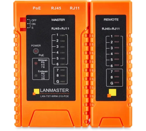 Тестер Тестер витой пары с индикаторами, с определением POE (LAN-TST-WRM-310-POE)