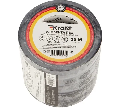 Изолента Kranz KR-09-2106 ш.15мм 25м черный (упак.:1шт)
