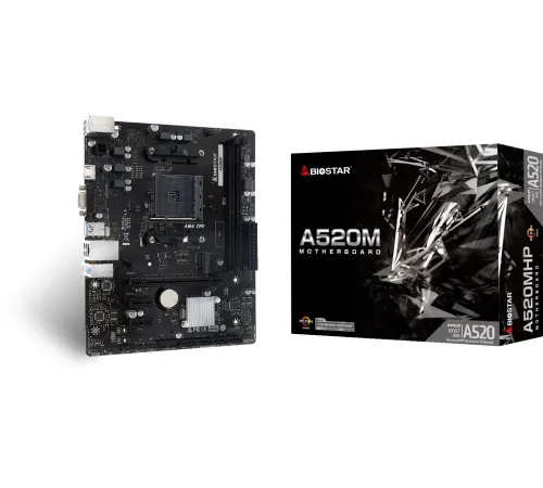 Материнская плата Biostar A520MHP Soc-AM4 AMD A520 2xDDR4 mATX AC`97 8ch(7.1) GbLAN RAID+VGA+HDMI