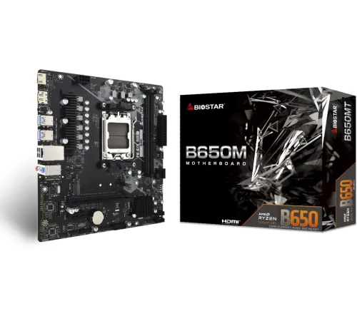 Материнская плата Biostar B650MT SocketAM5 AMD B650 2xDDR5 mATX AC`97 8ch(7.1) GbLAN RAID+HDMI+DP