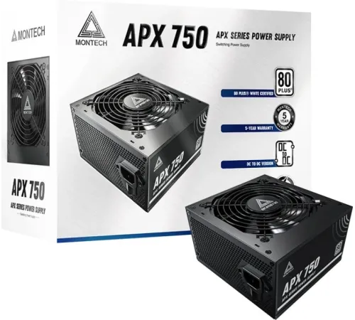 Блок питания Montech ATX 750W APX 750 80 PLUS WHITE (20+4pin) APFC 120mm fan 6xSATA Cab Manag RTL