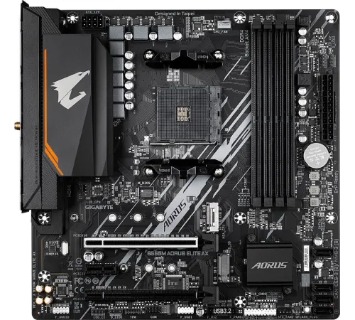 Материнская плата Gigabyte B550M AORUS ELITE AX Soc-AM4 AMD B550 4xDDR4 mATX AC`97 8ch(7.1) GbLAN RAID+DVI+HDMI