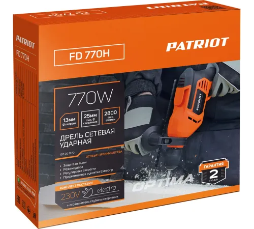 Дрель ударная Patriot FD 770H 770Вт ключевой реверс (120301770)