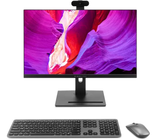 Моноблок Digma Pro Vision 23.8" Full HD i7 1255U (1.7) 16Gb SSD512Gb UHDG CR Windows 11 Pro Eth WiFi BT 90W клавиатура мышь Cam черный 1920x1080
