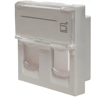 Панель Suprlan 10-0302-1 лицевая со шторкой 45x45 2xKeystone ABS пластик белый