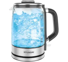Чайник электрический Hyundai HYK-G5501 1.7л. 2200Вт серебристый/черный корпус: стекло