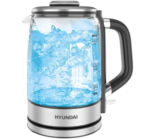 Чайник электрический Hyundai HYK-G5501 1.7л. 2200Вт серебристый/черный корпус: стекло