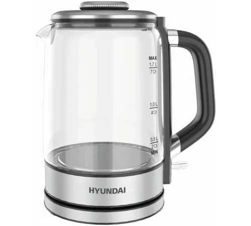 Чайник электрический Hyundai HYK-G5501 1.7л. 2200Вт серебристый/черный корпус: стекло
