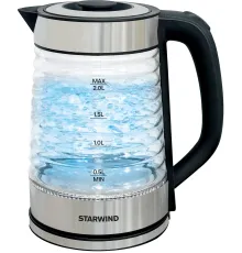 Чайник электрический Starwind SKG2111 2л. 1800Вт черный/прозрачный корпус: стекло