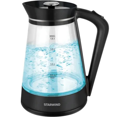 Чайник электрический Starwind SKG2116 1.8л. 1700Вт черный/прозрачный корпус: стекло