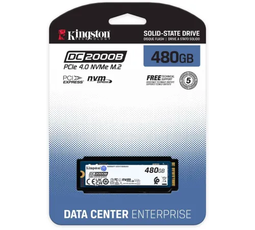 Твердотельный накопитель Kingston Enterprise SSD 480GB DC2000B M.2 2280 NVMe Gen4x4 R7000/W800MB/s 3D TLC MTBF 2М 530 000/32 000 IOPS 350,4TBW (Data Center) 3 years (SEDC2000BM8/480G) Твердотельный накопитель Kingston Enterprise SSD 480GB DC2000B M.2 2280 NVMe Gen4x4 R7000/W800MB/s 3D TLC MTBF 2М 530 000/32 000 IOPS 350,4TBW (Data Center) 3 years (SEDC2000BM8/480G)