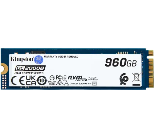 Твердотельный накопитель Kingston Enterprise SSD 960GB DC2000B M.2 2280 NVMe Gen4x4 R7000/W1300MB/s  3D TLC MTBF 2М 540 000/47 000 IOPS 700,8TBW (Data Center) 3 years (SEDC2000BM8/960G)