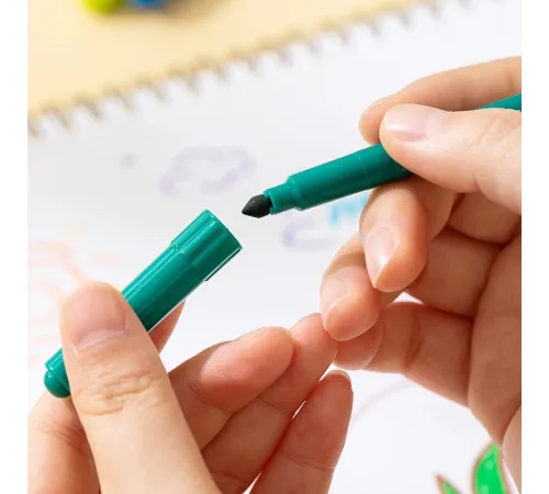 Фломастеры Deli EC161-12 Color Kids круг. конический пиш. наконечник Вентилируемый 12цв. пакет с европодвесом