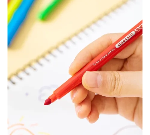 Фломастеры Deli EC161-12 Color Kids круг. конический пиш. наконечник Вентилируемый 12цв. пакет с европодвесом