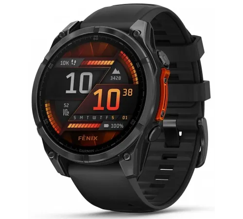 Смарт-часы Garmin Fenix 8 47мм 1.4" AMOLED корп.серый рем.черный разм.брасл.:125-208мм (010-02904-00)