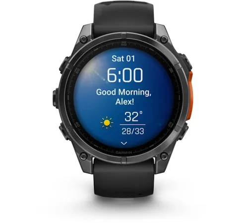 Смарт-часы Garmin Fenix 8 47мм 1.4" AMOLED корп.серый рем.черный разм.брасл.:125-208мм (010-02904-00)