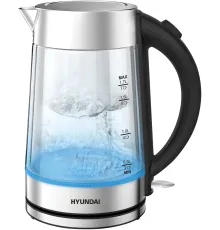 Чайник электрический Hyundai HYK-G7405 1.7л. 2200Вт черный/серебристый корпус: стекло
