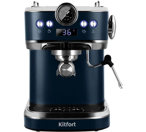 Кофеварка рожковая Kitfort КТ-7429 1360Вт синий/нержавеющая сталь Кофеварка рожковая Kitfort КТ-7429 1360Вт синий/нержавеющая сталь