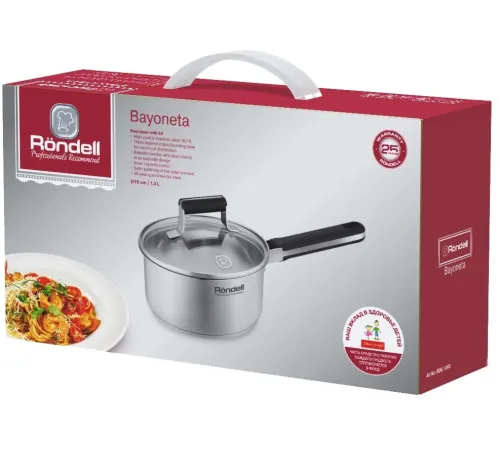Ковш Rondell Bayoneta RDS-1806 1.3л. d=16см (с крышкой) стальной Ковш Rondell Bayoneta RDS-1806 1.3л. d=16см (с крышкой) стальной