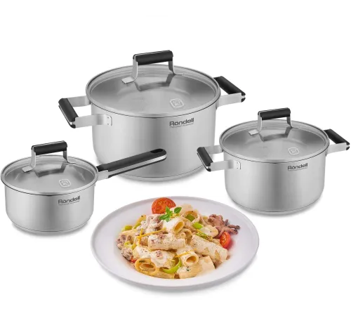 Кастрюля Rondell Bayoneta RDS-1808 5.1л. d=24см (с крышкой) стальной Кастрюля Rondell Bayoneta RDS-1808 5.1л. d=24см (с крышкой) стальной