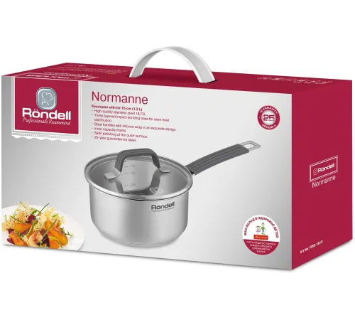 Ковш Rondell Normanne RDS-1812 1.3л. d=16см (с крышкой) стальной Ковш Rondell Normanne RDS-1812 1.3л. d=16см (с крышкой) стальной