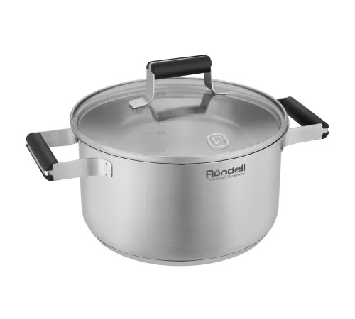 Кастрюля Rondell Bayoneta RDS-1808 5.1л. d=24см (с крышкой) стальной Кастрюля Rondell Bayoneta RDS-1808 5.1л. d=24см (с крышкой) стальной