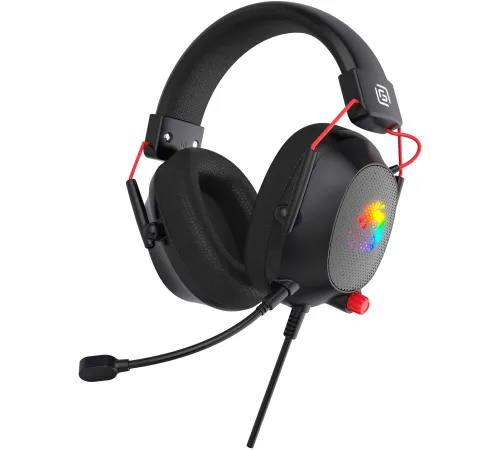 Наушники с микрофоном Оклик HS-L305G черный/красный 2м мониторные оголовье (2060511)