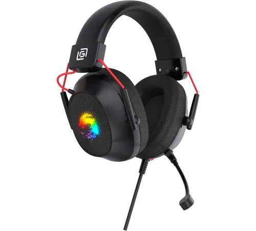Наушники с микрофоном Оклик HS-L305G черный/красный 2м мониторные оголовье (2060511)