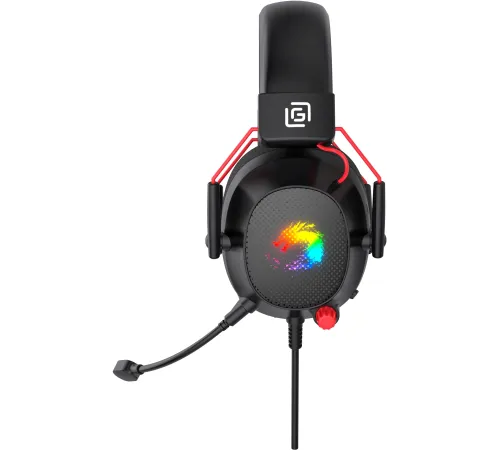 Наушники с микрофоном Оклик HS-L305G черный/красный 2м мониторные оголовье (2060511)
